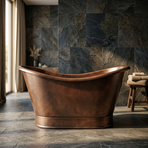 Baignoire ovale autoportante en cuivre antique à pattes, faite à la main, en métal, pour adultes, portable, pour la maison, l'hôtel, la maison indienne - Product Image 2