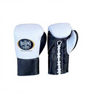 Guantes de Boxeo de Alta Calidad No Boxing No Life, Blancos y Negros, de Cuero Transpirable, con Cordones, para Entrenamiento y Sparring, 16oz 14oz - Product Image 2
