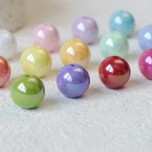 Perles rondes en acrylique plaquées de couleur UV de 12 à 16 mm, perles colorées, perles en vrac, bracelet DIY, accessoires de bijoux faits à la main - Product Image 5