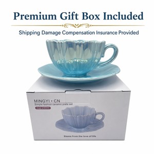 Set di Tazza e Piattino in Ceramica di Lusso da 240ml per Ragazze, per Tè del Pomeriggio, Design Moderno, Elegante Tazza da Caffè a Forma di Petalo per Casa, Idea Regalo - Product Image 4