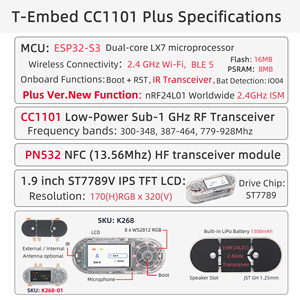 LILYGO T-Embed CC1101 Plus ESP32-S3+ Multi-communications sans fil NRF24L01 <span class=keywords><strong>Récepteur</strong></span> RF Écran IPS 1,9 pouces + <span class=keywords><strong>Émetteur</strong></span>-<span class=keywords><strong>récepteur</strong></span> IR + NFC - Product Image 5