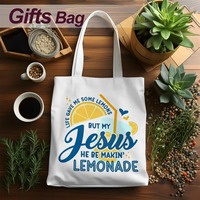 Sac fourre-tout portable en toile Christian avec imprimé Jésus et Limonade pour l'église et les sorties quotidiennes