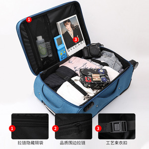 กระเป๋าเดินทางผ้าอ็อกซ์ฟอร์ด 24 นิ้ว พร้อมล้อหมุน 360 องศา สำหรับผู้ชาย เดินทางท่องเที่ยว สีพื้น ทนทาน - Product Image 5