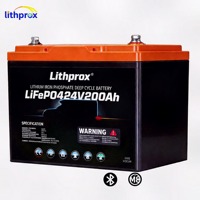 Batterie LiFePO4 Haute Capacité 24V 200AH 5KW Grade A 6K Cycles pour Chariot de Golf avec BMS Intelligent Bluetooth, Terminal M8, CE RoHS IP67, OEM ODM