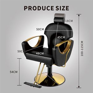 Sillón de <span class=keywords><strong>Barber</strong></span>ía Moderno en Dorado y Negro, 360 °   Silla de Salón Hidráulica Giratoria con Esponja de Alta Densidad para Estilistas y <span class=keywords><strong>Barber</strong></span>ías - Product Image 4
