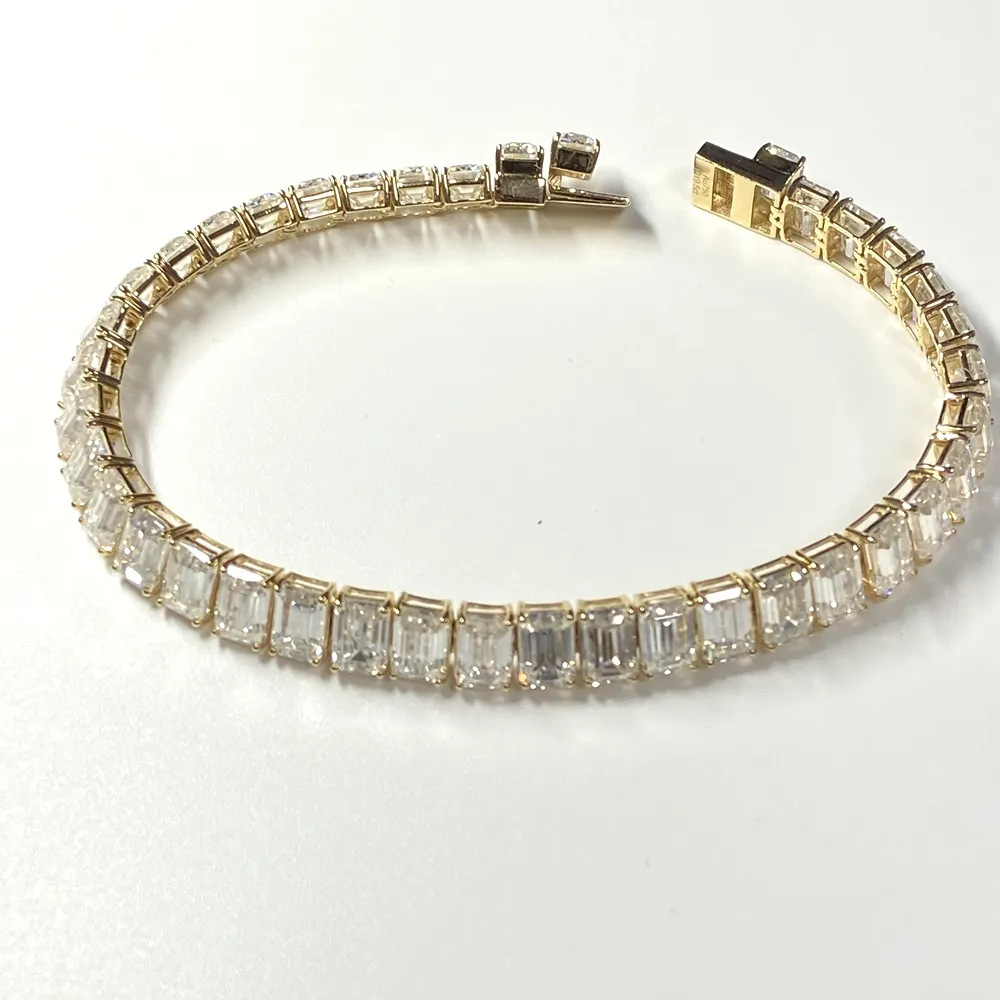 Mlohq — bijoux Hip Hop gemmes, or jaune véritable, or 18K, diamant pierre, 20 Carat de Tennis, Bracelet pour hommes