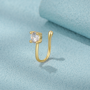CANNER S925 - Anillo de Nariz en Forma de U de Plata de Ley con Circonita 5A, Joyería para Piercing de Nariz para Chicas - Product Image 1