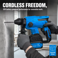 Marteau perforateur rotatif sans fil 20V Lithium Brushless, énergie d'impact 1.7J, perçage béton max. 22mm