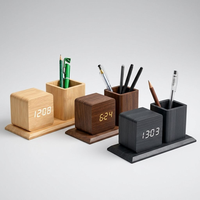 Jam Alarm LED Multifungsi Terlaris, Penunjuk Waktu & Tanggal, Kontrol Suara, Kecerahan, Fitur Bambu, Kalender