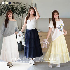 รันฉี กระโปรงทรงเอไลน์สีกรมท่าสำหรับผู้หญิงไซส์พลัส กระโปรงมิดิทรงเค้กเอวธรรมชาติสีพื้นผ้าฝ้าย รุ่น N9151 - Product Image 4