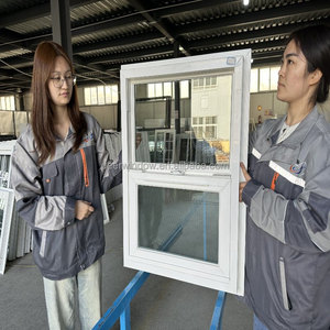 Hangxing Top hung uPVC Cửa Sổ Màu Xám woodgrain PVC <span class=keywords><strong>Sash</strong></span> bay <span class=keywords><strong>Windows</strong></span> pháp cửa Anthracite đôi kính đơn vị - Product Image 2