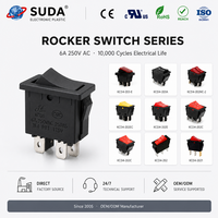 Interrupteur à bascule SUDA KCD1-104 en gros, 16A 250V AC, 4 broches, à brancher, lampe verte éclairée, IP40 SPDT, directement de l'usine, faible MOQ