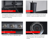 Combinaison de charbon de bois au gaz Hybrid Gas Bbq Barbecue Grills avec brûleur infrarouge pour la cuisine extérieure