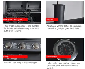 가스 숯 콤보 조합 하이브리드 가스 바베큐 그릴 적외선 버너 야외 주방 요리 장비