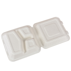 9 inch vỏ sò với 3 ngăn phân hủy sinh học & compostable bã mía container thực phẩm dùng một lần ăn trưa hộp - Product Image 5