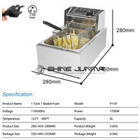 Friteuse Électrique Commerciale Professionnelle 110V/220V pour Restaurants, 1 Cuve, 1 Panier, Capacité 6 lb, pour Poulet et Frites