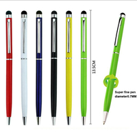 Stylo bille tactile en métal doré avec logo personnalisé, stylet recouvert de caoutchouc souple, largeur d'écriture 1,0 mm, stylos cadeaux d'affaires