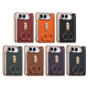 เคสโทรศัพท์มือถือหนัง PU เคลือบหรูหราสำหรับ iPhone Duo พร้อมขาตั้งแบบวงแหวน ฟิล์มกันรอยหน้าจอ ป้องกันการกระแทก ฝาหลังแข็ง - Product Image 2