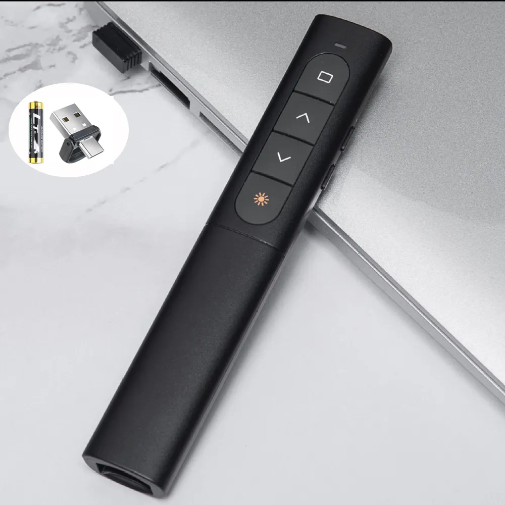 Penunjuk Laser USB-C/USB-A untuk presentasi Clicker PowerPoint nirkabel Presenter Remote papan pintar tampilan geser