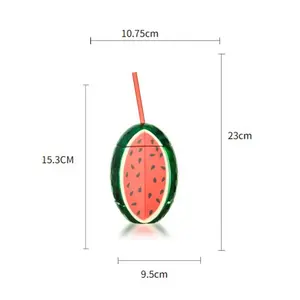 Koi 24OZ Electroplating Plastic Watermelon Fruit Cup Special-Shaped Reusable Beverage Cups With Straw And Lid