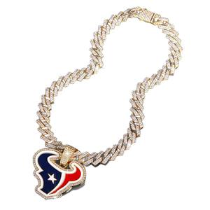 จี้สร้อยคอรูปหัวกระทิงสัตว์ทำจากโลหะผสมสังกะสีแบบใหม่เคลือบสีแดงน้ำเงินประดับคริสตัลชุบทองคำสีทองสำหรับทีมฟุตบอล NFL - Product Image 5