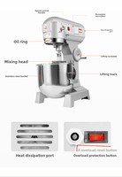 Mesin Mixer Adonan Planetary Harga Grosir untuk Penggunaan Komersial, Pengaduk Makanan, Penguleni Susu, Mangkuk Stainless Steel dengan Penutup Pelindung