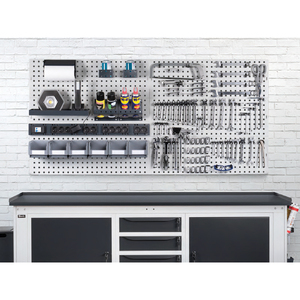 Panel de portaherramientas perforado Fami Work Look, gris, con agujero cuadrado de 10x10, 1438x304mm - Product Image 4