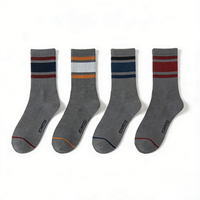 Chaussettes mi-mollet décontractées en coton, compressives, jetables, antibactériennes, absorbantes, rayées, écologiques, pour hommes, avec logo personnalisé