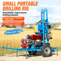 Foreuse de puits d'eau sur roues, 30 CV, moteur diesel, machine de forage de 200 m de profondeur pour entrepreneurs en forage