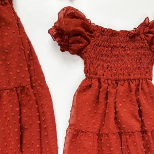 مجموعة صيف 2025 من الملابس الكاجوال ذات الأكمام القصيرة المصنوعة من الشيفون المزين بالزهور، مقاسات كبيرة للأم والابنة والطفل، مناسبة للحفلات العائلية ولجميع الأعمار - Product Image 5