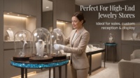 Vitrine de présentation de bijoux OEM ODM, prix d'usine, vitrine haut de gamme en métal et verre pour bijouterie, marché mondial