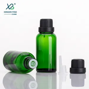 Fabricantes atacado verde cap conta-gotas garrafa beleza líquido leakproof cap 10ml50m planta extrair garrafas de vidro high-end