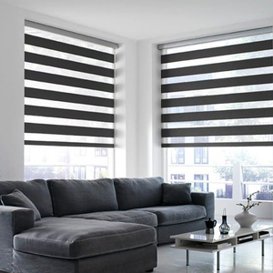 Customized Black Electric Automatic <strong>Roller</strong> Shades Dual Zebra <strong>Pattern</strong> Blackout <strong>Blinds</strong> for Hotels &amp; Office Windows Plain Technique - Product Image 1