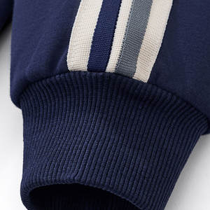 Veste zippée décontractée rayée personnalisable en gros 340G, style preppy tendance, sweat-shirt streetwear - Product Image 4