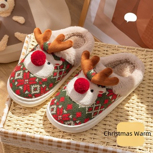Chaussons d'hiver personnalisés pour femmes avec logo, chaussures d'intérieur chaudes pour l'été, sandales de Noël en stock - Product Image 2