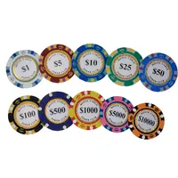 14g kil Casino Texas Hold'em Poker fişi seti Metal paralar dolar Monte Carlo kil poker cips kulübü aksesuarları