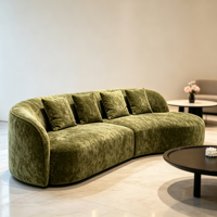 Canapé moderne en forme de lune, style nordique, tissu chenille crème, canapé modulaire, pieds en bois, style minimaliste italien, salon