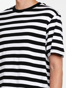 De los hombres de la moda T camisas de alta calidad blanco <span class=keywords><strong>y</strong></span> negro a rayas camiseta de los hombres - Product Image 3