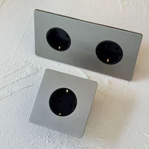 86 146 16A Saklar Lampu Universal Eropa Prancis, Soket Logam Berknur, Panel Baja Tahan Karat Terpasang di Dinding, Nikel Matte, UK - Product Image 1