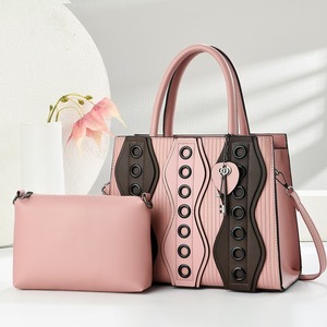 <b>Black</b> <b>Patent</b> Leather Tote <b>Handbag</b> Set Shoulder Bag with Pouch Rhinestone Handle Purse for Women - Product Image 3