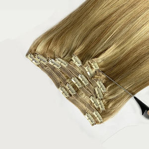 Extensions capillaires russes européennes blondes lisses à clipser P8/613, 120g/set, Super Double Drawn, 100% Cheveux Humains Vierges Remy, Sans Chute, Doux - Product Image 5