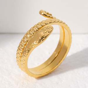 Nuevo Anillo Ajustable de Acero Inoxidable con Diseño de Serpiente de la Serie Animal para Mujer - Product Image 1