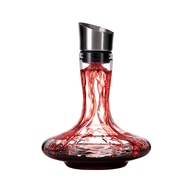 En satıcı Best Seller el üflemeli kurşunsuz kristal cam kırmızı şarap dekantörü havalandırıcı ve hediye için havalandırma