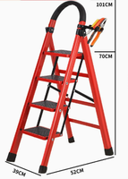 Échelle escamotable en acier de conception moderne pour hôpital, 3-4 marches, marchepied rouge, échelles télescopiques pliantes