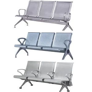 钢制长凳座椅3座金属框架机场公共候车椅