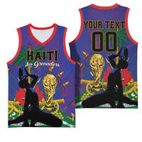 Débardeur de football sans manches pour homme, style vestes de sport (football, basketball), coupe ajustée, avec impression personnalisée à thème Haïti, pour l'extérieur