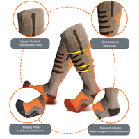 Chaussettes chauffantes électriques rechargeables à 3 modes, chaussettes thermiques d'hiver USB avec poche zippée, design doux et respectueux de la peau, offrant un soutien aux pieds
