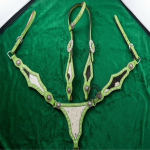 Ensemble de harnais western avec collier de poitrine et têtière assortie, accessoires d'équitation de qualité supérieure pour le rodéo, le travail à la ferme et la randonnée équestre - Product Image 1