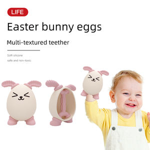 Kawaii violet lapin oeuf Silicone peluche anneau de dentition pour enfants réutilisable bricolage décor Graffiti enfant en bas âge dentition - Product Image 2