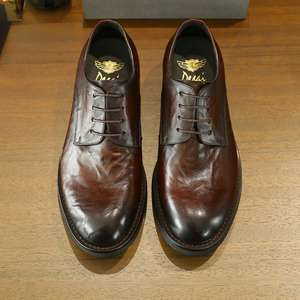 Zapatos de cuero informales de negocios para hombre - zapatos de cuero vacuno con punta redonda, lavados y desgastados, zapatos de cuero hechos a mano y diseñados - Product Image 6